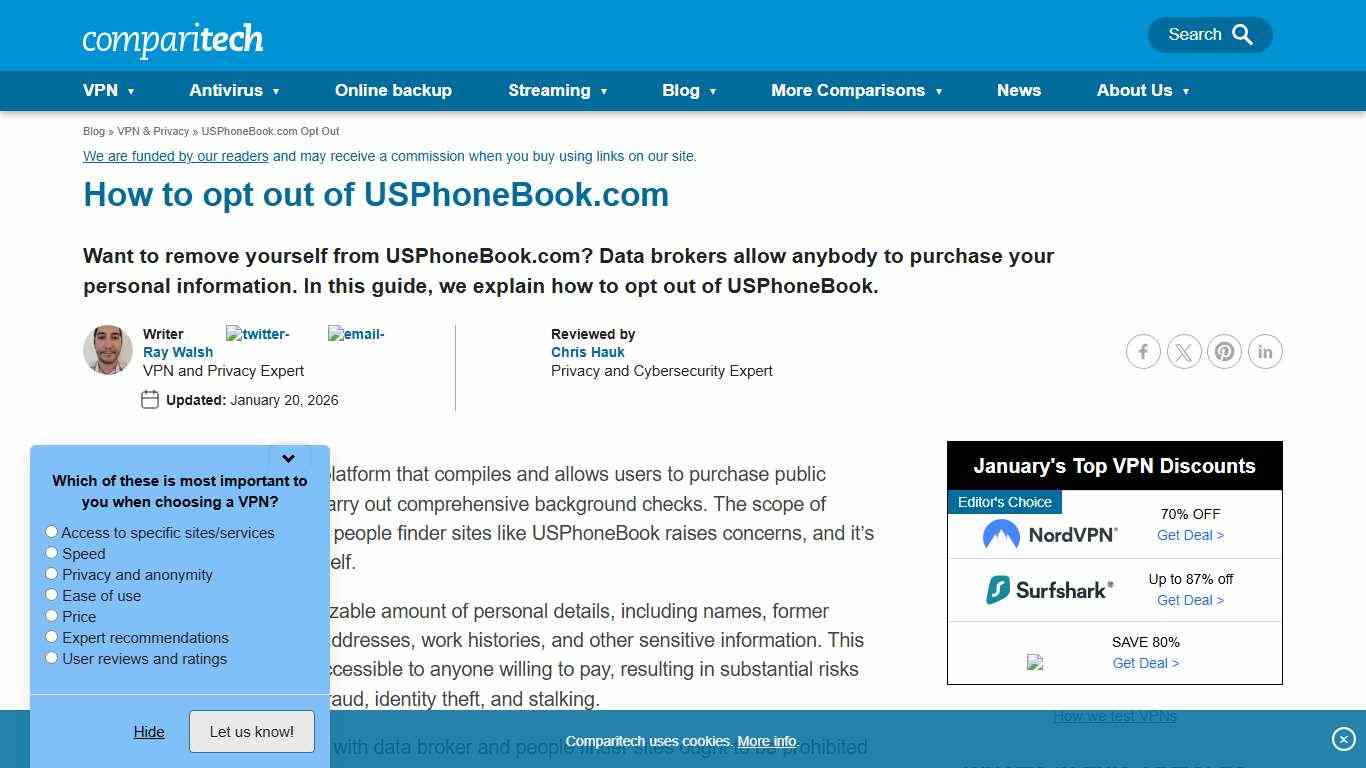 How to opt out of USPhoneBook.com - Comparitech
