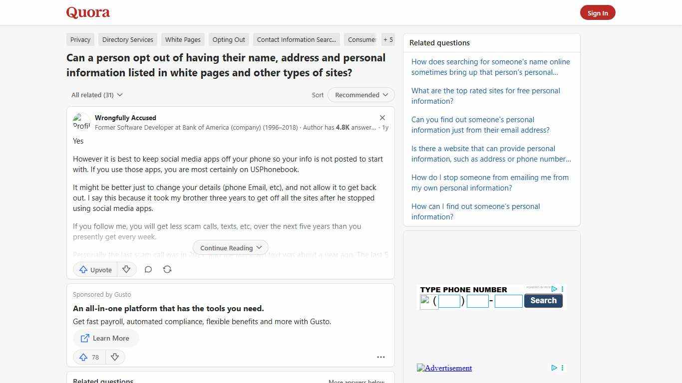 Can a person opt out of having their name, address and personal information listed in white pages and other types of sites? - Quora